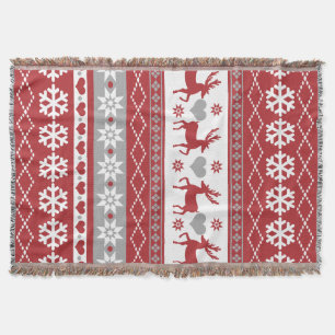 Nordic Christmas Reindeer Love Throw Blanket