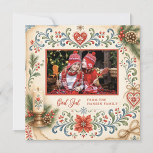 Nordic Christmas Rosemaling Newsletter Photo Holiday Card
