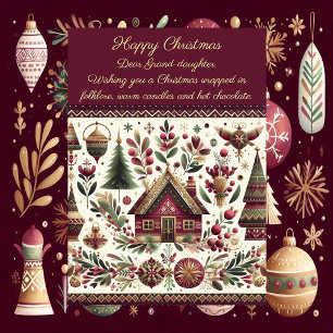 Nordic Christmas Scandinavia Village GrandDaughter Holiday Card