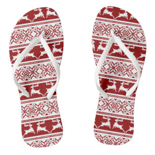 Nordic Christmas Scandinavian Reindeer Flip Flops
