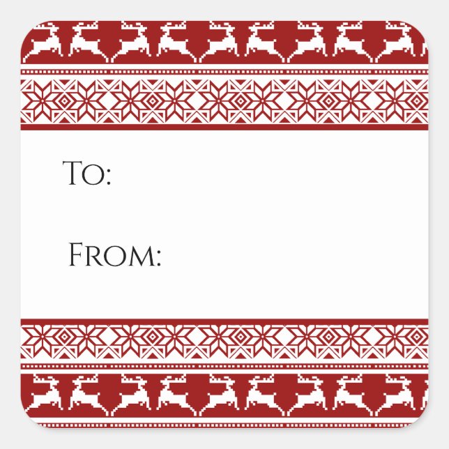 Nordic Christmas Scandinavian Reindeer Gift Tag (Front)