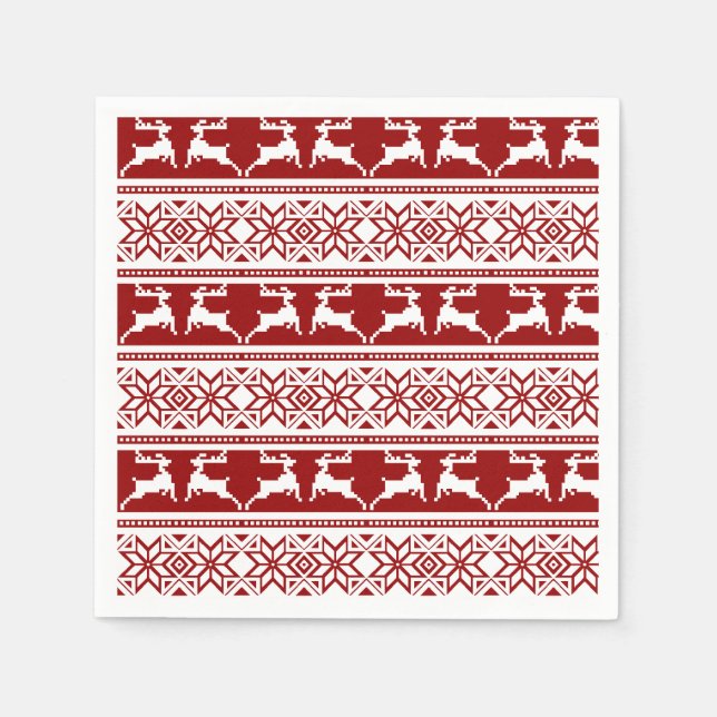 Nordic Christmas Scandinavian Reindeer Napkin (Front)
