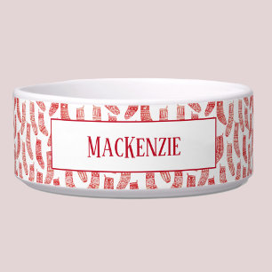 Nordic Christmas Stockings Red White Personalized Bowl