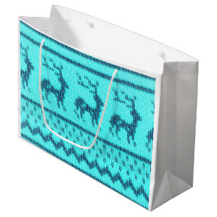 Nordic Christmas Sweater pattern Large Gift Bag