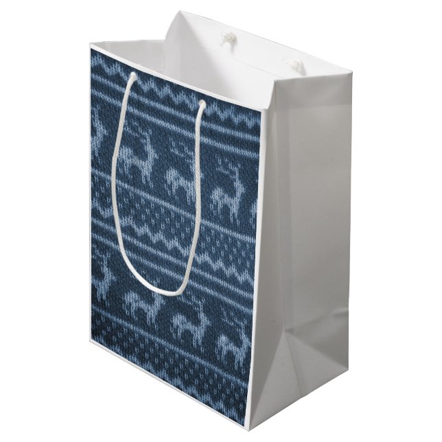 Nordic  Christmas Sweater pattern Medium Gift Bag (Front Angled)