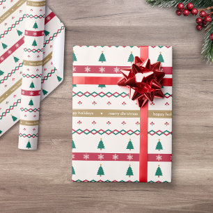 Nordic Christmas Trees Personalized Wrapping Paper