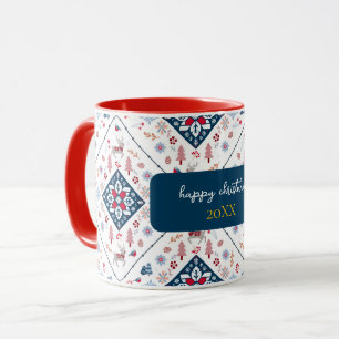 Nordic Christmas with Reindeer and Snowflakes Mug