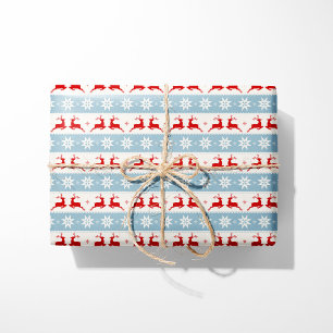Nordic Chrstimas Reindeer and Stars - Fair Isle Wrapping Paper