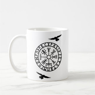 Nordic Compass, Runes, Huginn, Muninn, Viking Coffee Mug