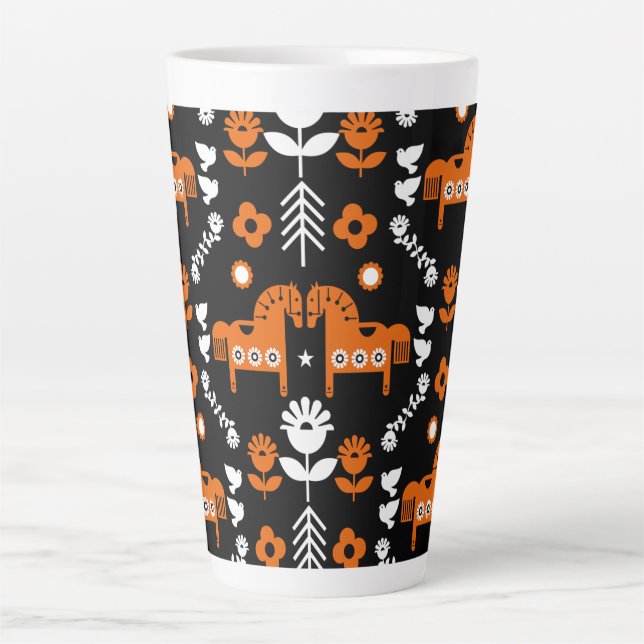 Nordic Data Horse Home Decor  Latte Mug (Front)