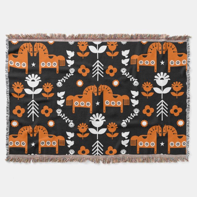 Nordic Data Horse Home Decor  Throw Blanket (Front)