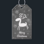 Nordic Deer Christmas Gift Tags<br><div class="desc">A white deer and snowflakes over a black chalkboard effect background</div>