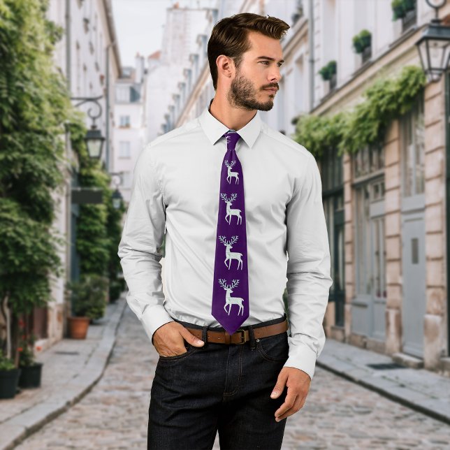 Nordic Deer Pattern Personalize Initial Tie (Creator Uploaded)