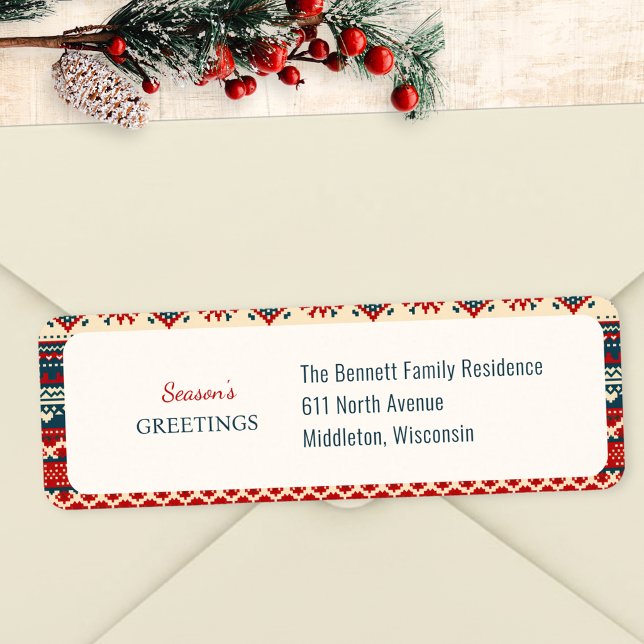 Nordic Fair Isle Holiday Return Address Label (Creator Uploaded)