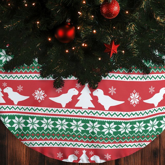 Nordic Fair Isle T-Rex Dinosaurs Sweater Brushed Polyester Tree Skirt (Creator Uploaded)