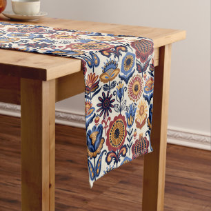 Nordic Flower Folk Art Pattern Medium Table Runner