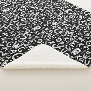 Nordic Folk Art Alpha Jumbles Sherpa Blanket