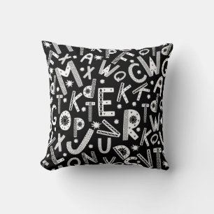Nordic Folk Art Alpha Jumbles Throw Pillow
