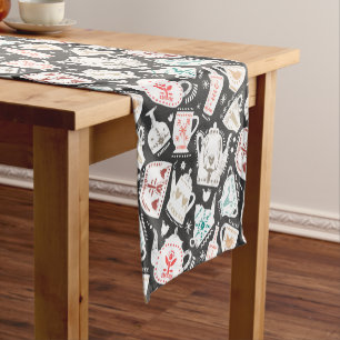 Nordic Folk Art Drinkware Pattern Short Table Runner