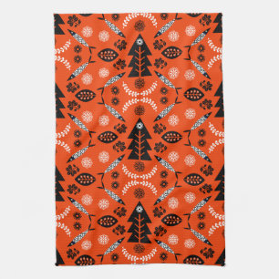Nordic Folk Art Fish Kitchen Towel