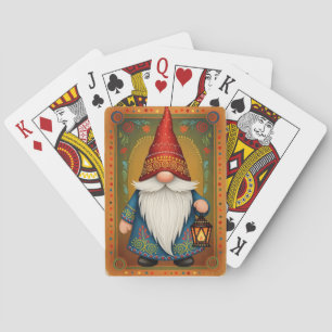 Nordic Folk Art Gnome with Lantern Playing Cards
