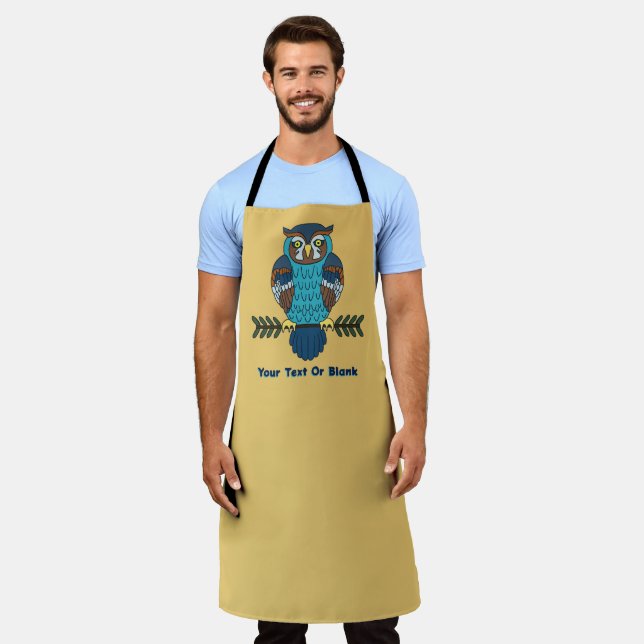 Nordic Folk Art Owl Apron (Worn)