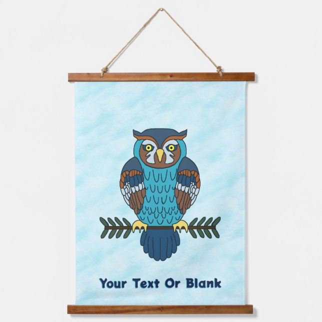 Nordic Folk Art Owl Hanging Tapestry (Front)