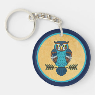 Nordic Folk Art Owl Keychain