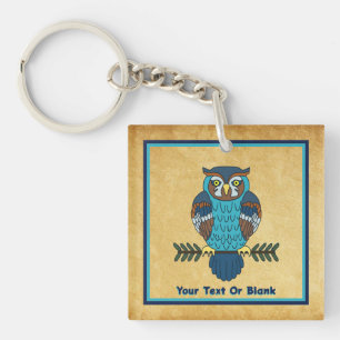 Nordic Folk Art Owl Keychain