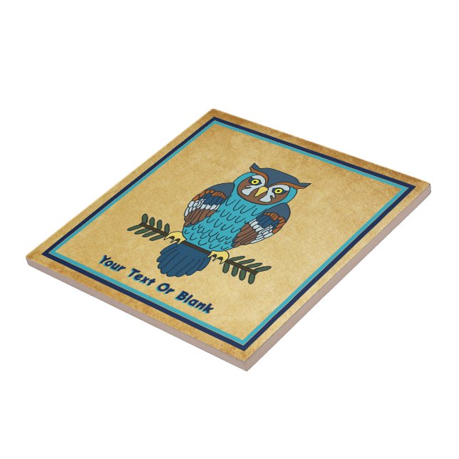 Nordic Folk Art Owl Tile (Side)