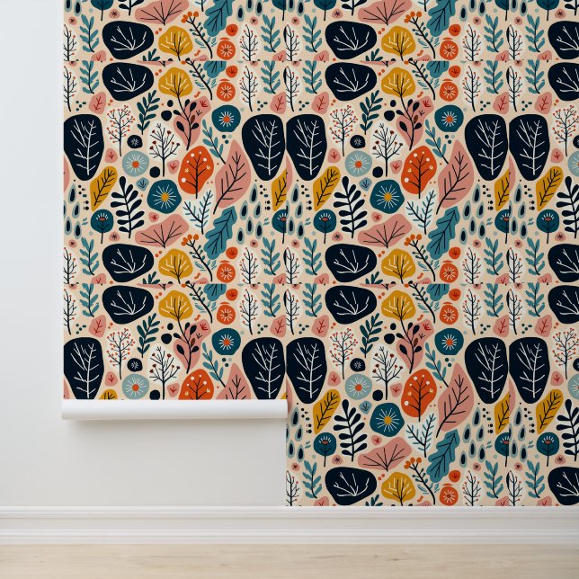 Nordic Folk Garden: Scandinavian-Inspired Pattern Wallpaper (Application)
