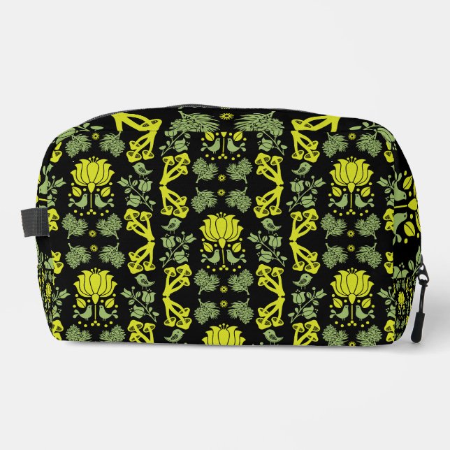 Nordic Forest Mushroom Folk Art Dopp Kit (Front)