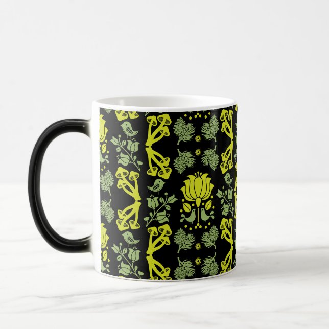 Nordic Forest Mushroom Folk Art Magic Mug (Left)
