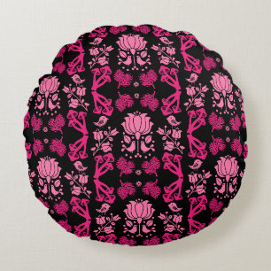 Nordic Forest Mushroom Folk Art Round Pillow