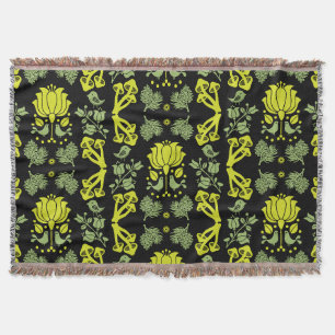 Nordic Forest Mushroom Folk Art Throw Blanket