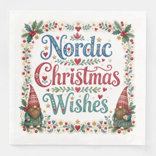 Nordic Gnome Christmas Wishes Napkin