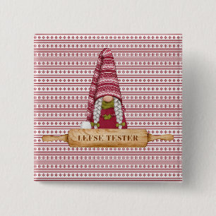 Nordic Gnome   Lefse Tester  2 Inch Square Button