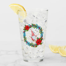 Nordic Gnome Skier Within a Christmas Wreath