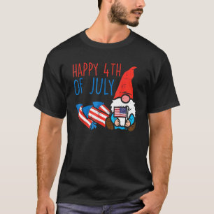 Nordic Gnome Us Flag Happy 4th Of July Garden Patr T-Shirt