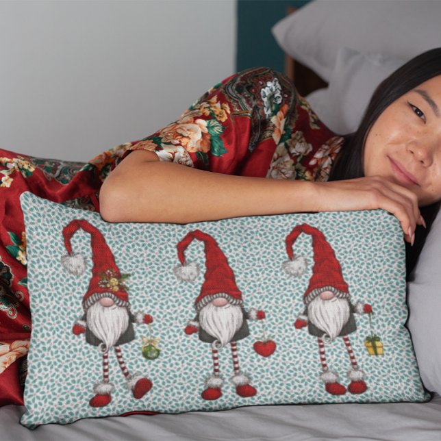 Nordic Gnomes Mistletoe Pattern  Lumbar Pillow (Creator Uploaded)