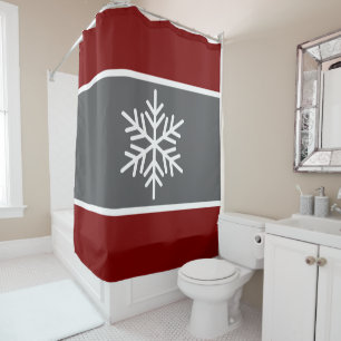 Nordic Grey Vintage Red White Stripes Snowflakes
