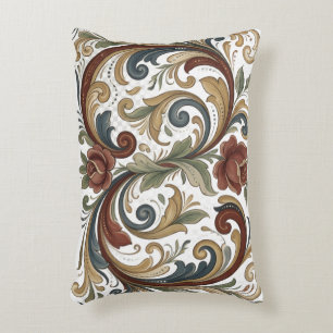 Nordic Heritage Rosemaling Design Accent Pillow