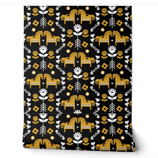 Nordic Horse Home Decor Wallpaper (Unrolling)