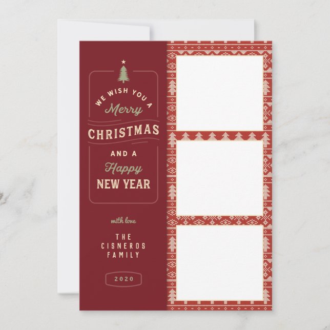 Nordic Knitted Pattern Holiday Card (Front)