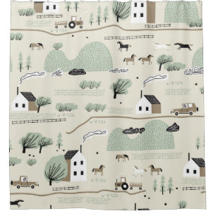 Nordic Landscape: Colourful Houses Trees Pattern