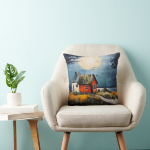Nordic Landscape Colourful Throw Pillow
