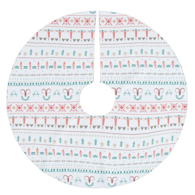 Nordic Light Winter Pattern Brushed Polyester Tree Skirt (Front)