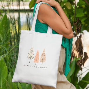 Nordic Merry And Bright Minimal Christmas Tree Tote Bag