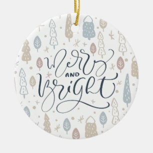 Nordic Merry Christmas Family Photo Christmas  Ceramic Ornament