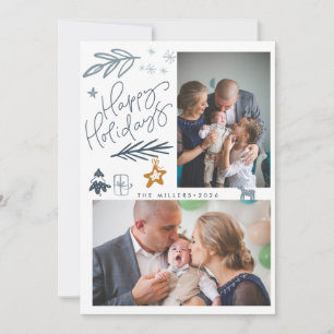 Nordic Merry Christmas Family Photo Christmas  Holiday Card